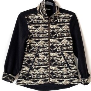 Woolrich black Aztec print fleece wool blend jacket size XS